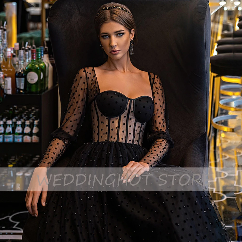 Black Bead Evening Dress Long Luxury 2021 A-Line Sweetheart Long Sleeves Tulle Lace Up Sexy Pown Party Gowms vestidos de fiesta
Black Bead Evening Dress Long Luxury 2021 A-Line Sweetheart Long Sleeves Tulle Lace Up Sexy Pown Party Gowms vestidos de fiesta