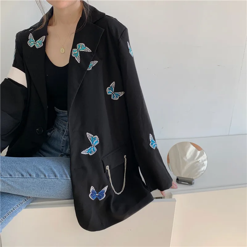 HziriP OL Fashion Single-breasted Butterfly Embroidery Blazer Coat Women 2021 New Elegant Tops Notched Suit Jacket Loose Blazers
HziriP OL Fashion Single-breasted Butterfly Embroidery Blazer Coat Women 2021 New Elegant Tops Notched Suit Jacket Loose Blazers