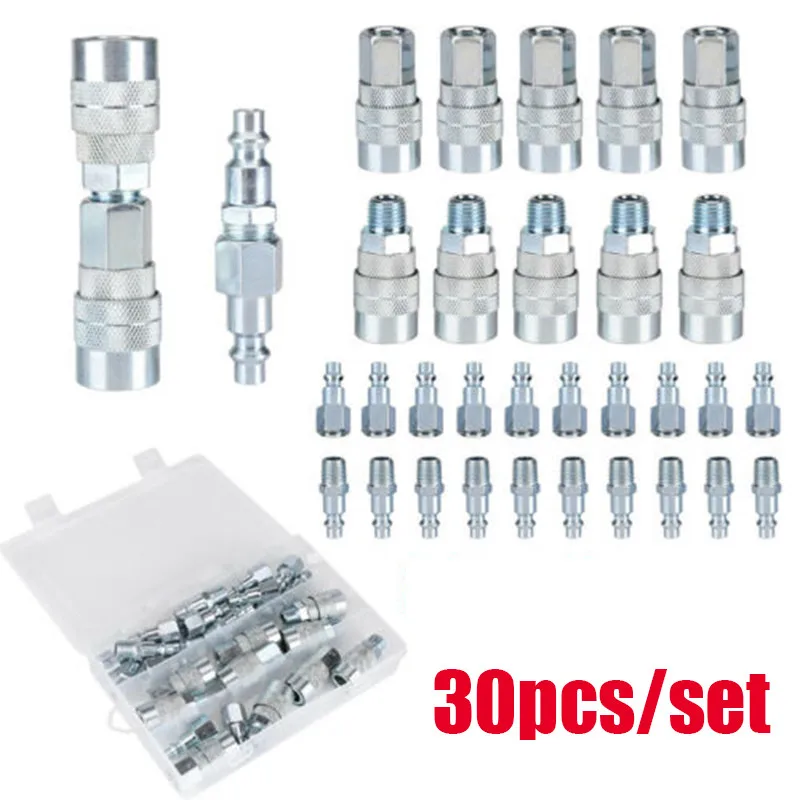 30pcs/Set Quick Coupler Plug Set Male/Female Air Hose Fittings 1/4 NPT Disconnect Male Plug Coupler Connector Air Refill Fitting
30pcs/Set Quick Coupler Plug Set Male/Female Air Hose Fittings 1/4 NPT Disconnect Male Plug Coupler Connector Air Refill Fitting