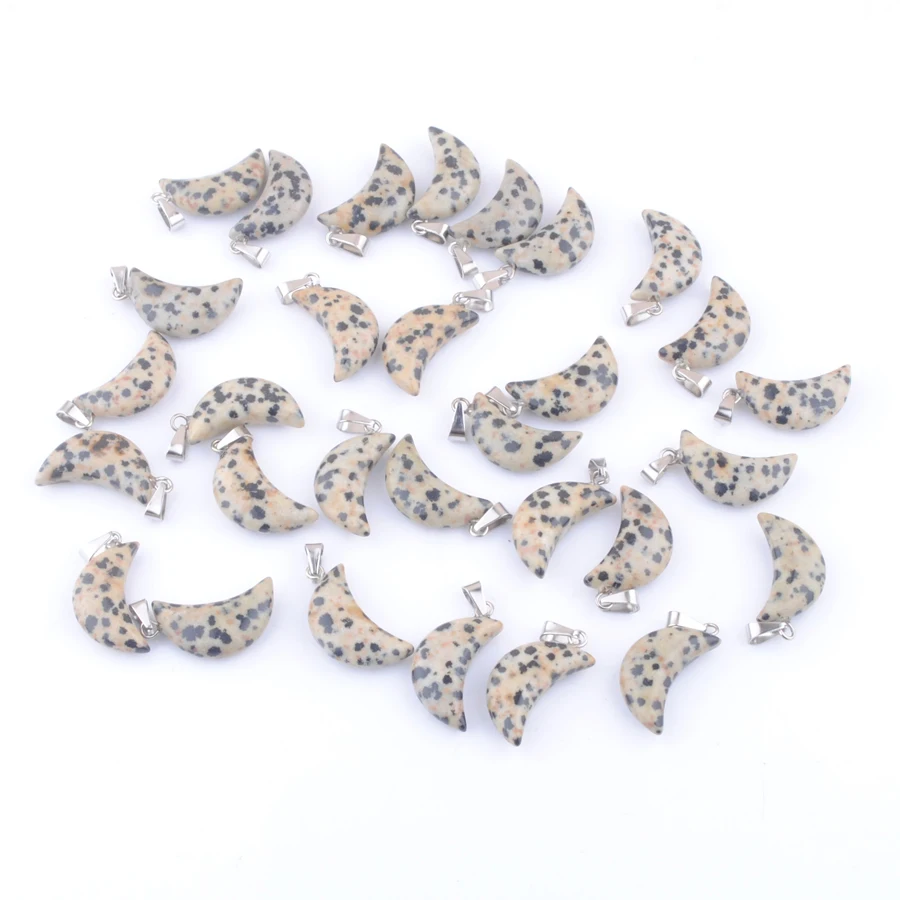 Wholesale 10Pcs Crooked Moon Pendant Dalmation Jaspers Natural Stone Beads For Earrings Necklaces Bracelet Jewelry Making TV0235 
Wholesale 10Pcs Crooked Moon Pendant Dalmation Jaspers Natural Stone Beads For Earrings Necklaces Bracelet Jewelry Making TV0235