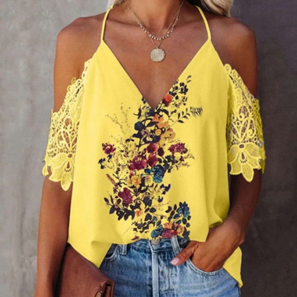 TSACTE New Summer 2021 Lace Halter With V-Neck Backless Print T-Shirt Short-Sleeved Casual Blouse Woman
TSACTE New Summer 2021 Lace Halter With V-Neck Backless Print T-Shirt Short-Sleeved Casual Blouse Woman