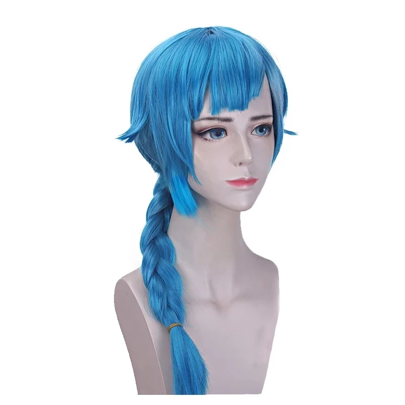 

LOL Arcane Jinx Cosplay Wigs Arcane Jinx Blue Twist Braid Heat Resistant Synthetic Hair Jinx Juvenile And Junior Woman Hair Wig