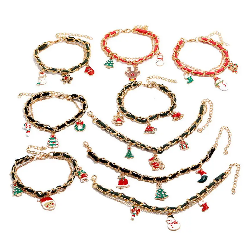 Mixed Velvet Layered Link Chain Christmas Charm Bracelets for Women Cute Enamel Santa Claus Stocking Cane Pendant Bracelets
Mixed Velvet Layered Link Chain Christmas Charm Bracelets for Women Cute Enamel Santa Claus Stocking Cane Pendant Bracelets