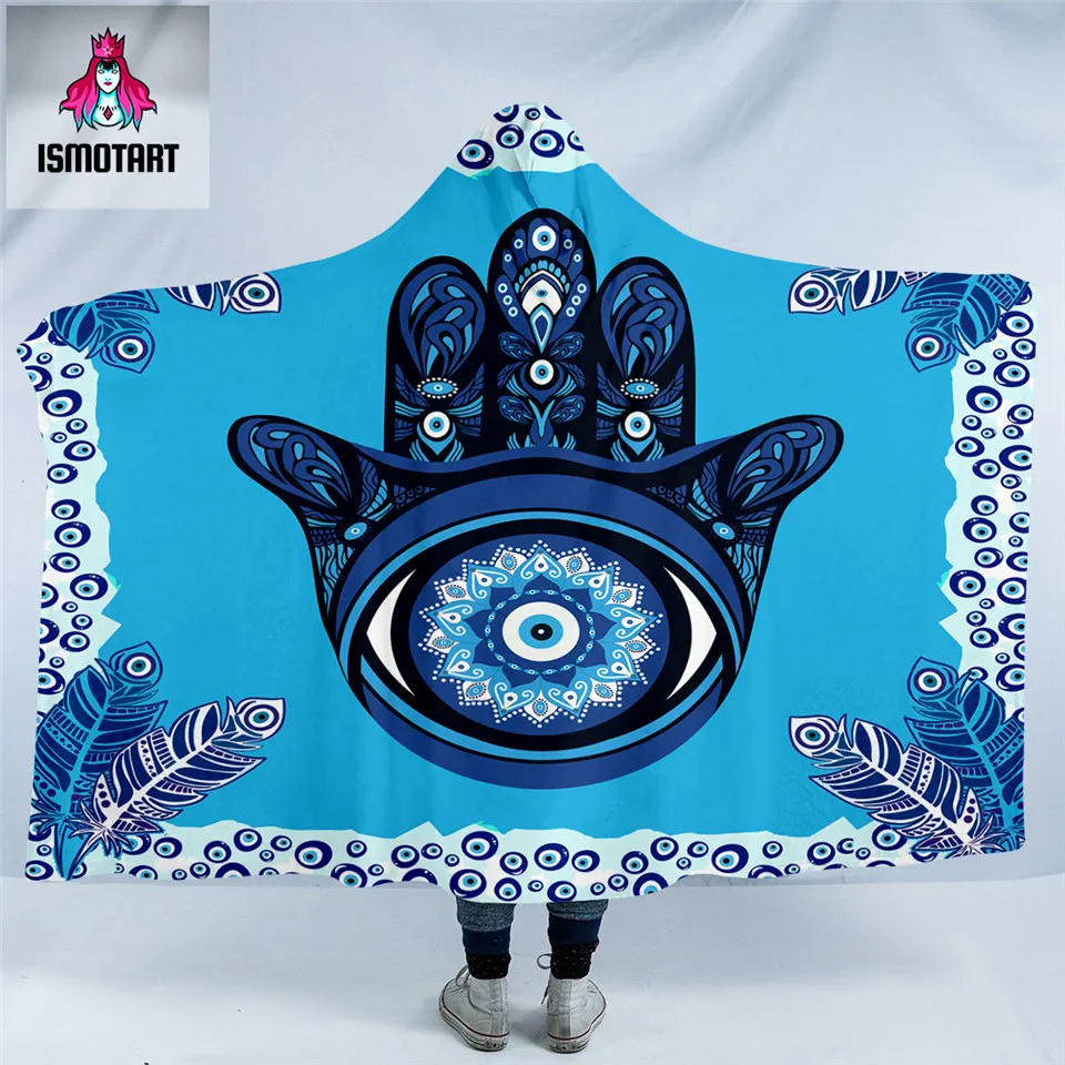 Evil Eye Hamsa by Ismot Esha Hooded Blanket Mandala Blanket Hand Blue Microfiber Wearable Blanket Hoodie Peacock Feather Bedding
Evil Eye Hamsa by Ismot Esha Hooded Blanket Mandala Blanket Hand Blue Microfiber Wearable Blanket Hoodie Peacock Feather Bedding