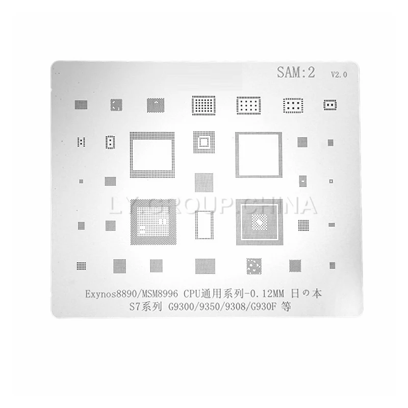 The Newest Square Hole BGA Reballing Stencil Plant Tin Template for Sam A/C/S/J Series Motherboard Chip
The Newest Square Hole BGA Reballing Stencil Plant Tin Template for Sam A/C/S/J Series Motherboard Chip