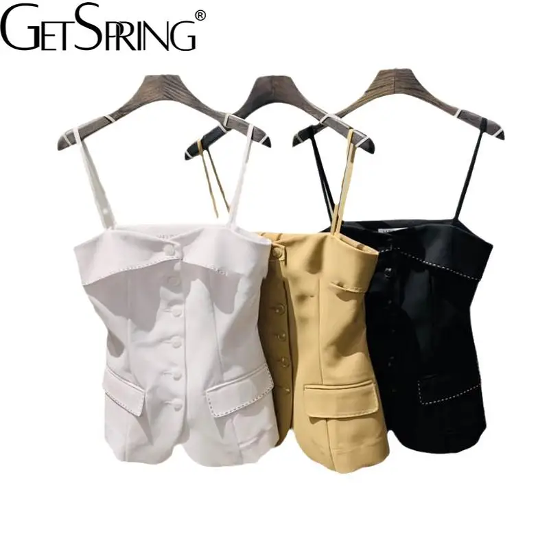 GetSpring Women Camis Sleeveless Backless Single Breasted Tank-Tops Fashion All Match Female Crop Top Sexy Short Halter 2021 New
GetSpring Women Camis Sleeveless Backless Single Breasted Tank-Tops Fashion All Match Female Crop Top Sexy Short Halter 2021 New