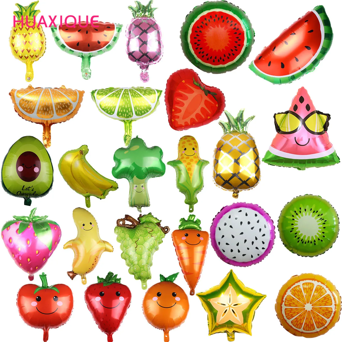 

Summer Party Fruits Vegetables Balloons Strawberry Watermelon Pineapple Foil Balloon Hawaii Tropical Party Decoration Kids Gift