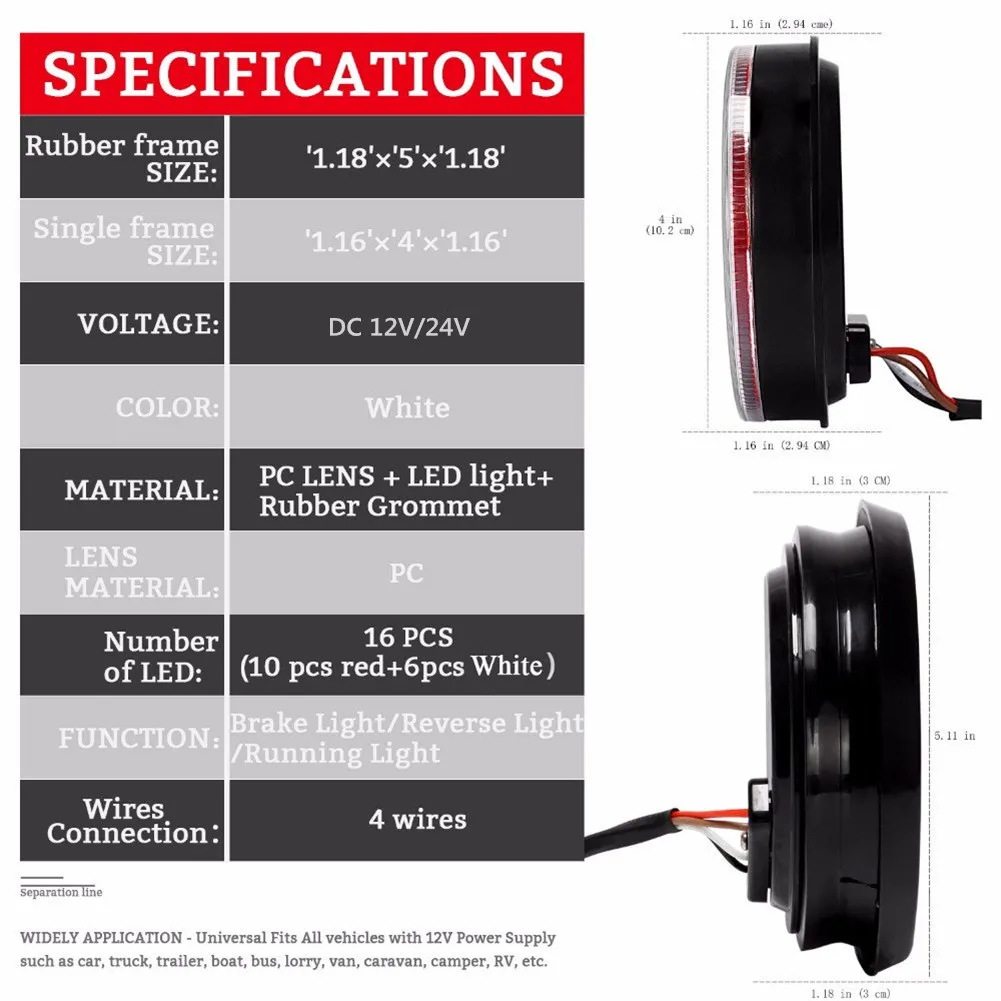 Car Accessories 12V/24V LED Lights 16 LEDs Taillights Brake Lights Side Marker Lights Turn Signal Lights for Truck Van Pickup
Car Accessories 12V/24V LED Lights 16 LEDs Taillights Brake Lights Side Marker Lights Turn Signal Lights for Truck Van Pickup