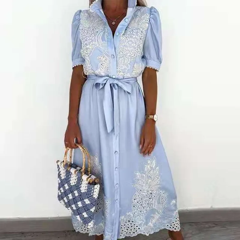 Women 2021 Loose Lace Button Boho Belt Vintage Ruffles Maxi Dress Crochet Hole Summer Elegant Party Beach Dresses Plus Sizes
Women 2021 Loose Lace Button Boho Belt Vintage Ruffles Maxi Dress Crochet Hole Summer Elegant Party Beach Dresses Plus Sizes