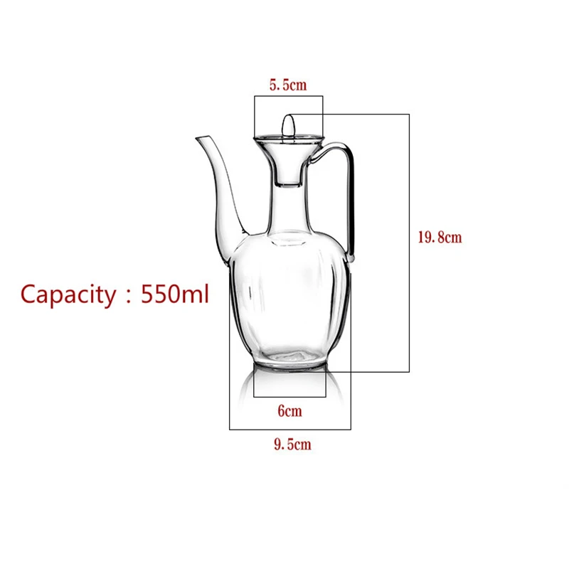 550ML High Borosilicate Glass Hip Flask with Handle White Wine Galss Flagon Wine Pot for Wine Sake Whiskey Tea Bar Party
550ML High Borosilicate Glass Hip Flask with Handle White Wine Galss Flagon Wine Pot for Wine Sake Whiskey Tea Bar Party