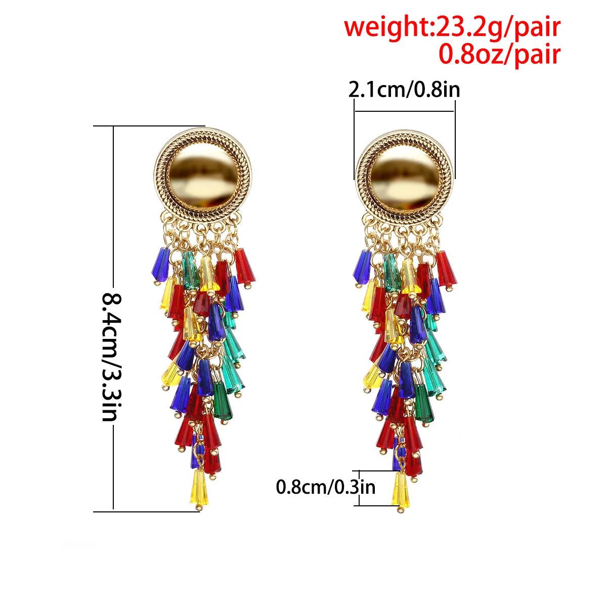 Visisap Exaggerated Geometric National Style Contrast Color Tassel Stud Earrings for Women Simple Gold Color Lady Jewelry B1265
Visisap Exaggerated Geometric National Style Contrast Color Tassel Stud Earrings for Women Simple Gold Color Lady Jewelry B1265