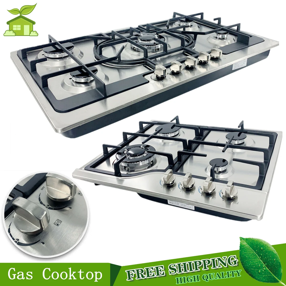 

NEW 4/5-Burner Gas Cooktop Built-in Natural/Propane Gas Stove Cooktop LPG/LNG Stainless Steel Cooktops Kitchen Cooking Appliance