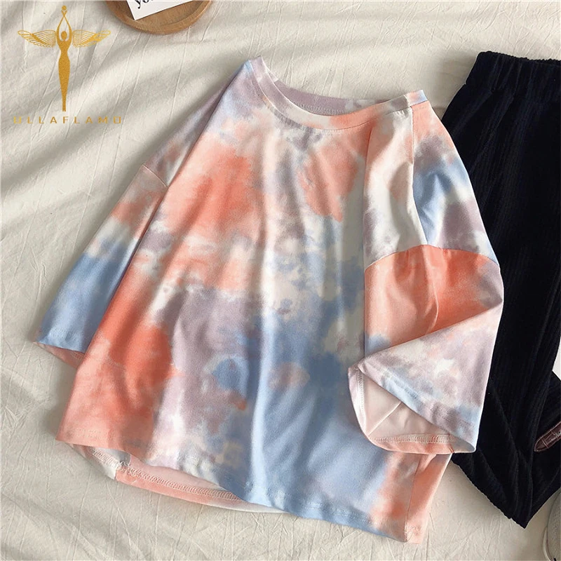 Orange Tie Dyeing Summer Women's T-Shirts Round Neck Short-Sleeved Short Top Tee Shirt Casual Loose Slim Harajuku Female T-Shirt
Orange Tie Dyeing Summer Women's T-Shirts Round Neck Short-Sleeved Short Top Tee Shirt Casual Loose Slim Harajuku Female T-Shirt