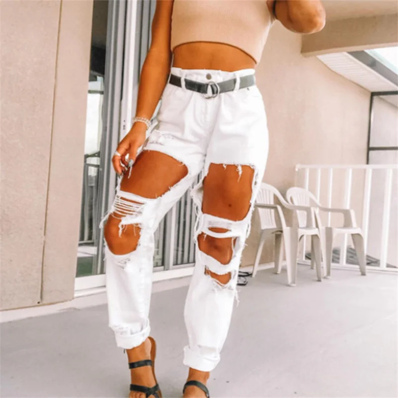 Sexy Large Hole Straight Pants Women Fashion WildRipped White Jeans Casual Solid Loose High Waist Denim Trousers брюки женские
Sexy Large Hole Straight Pants Women Fashion WildRipped White Jeans Casual Solid Loose High Waist Denim Trousers брюки женские