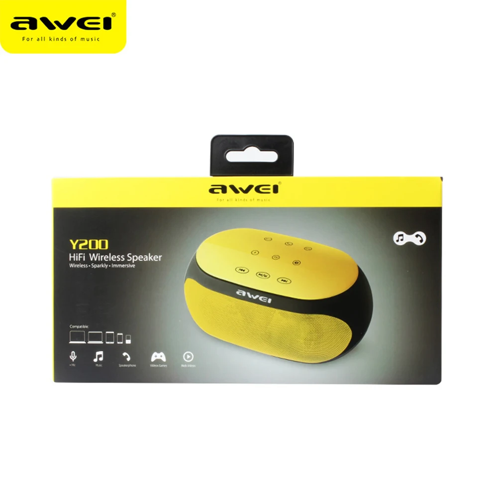Awei Y200 TWS Wireless Speaker Music Audio Player Portable Bluetooth Soundbar Subwoofer Built-In Noise Cancelling Microphone 
Awei Y200 TWS Wireless Speaker Music Audio Player Portable Bluetooth Soundbar Subwoofer Built-In Noise Cancelling Microphone