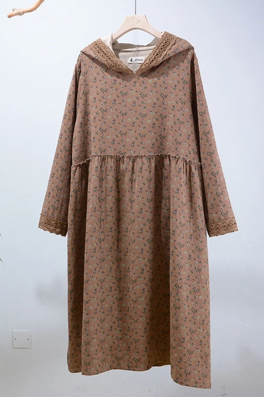 Mori retro hooded floral dress autumn winter cotton linen dress long sleeve loose casual dress
Mori retro hooded floral dress autumn winter cotton linen dress long sleeve loose casual dress