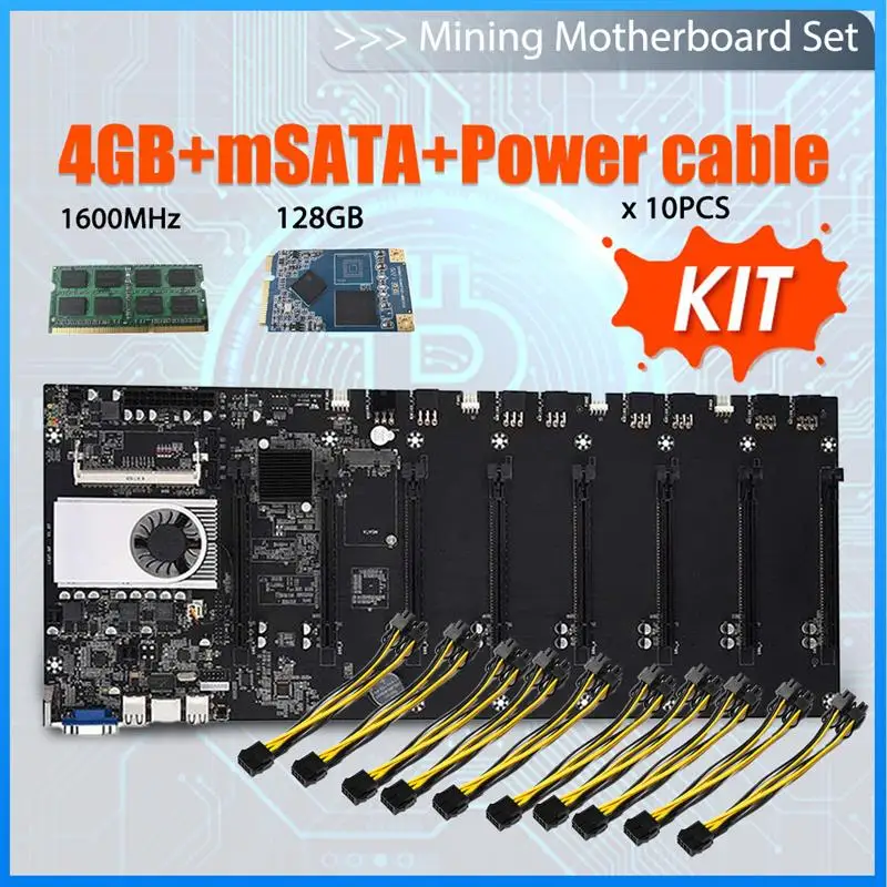 BTC-T37 Mining Motherboard 8 CPU Bitcoin Crypto Etherum Mining Set with 4GB DDR3 1600MHz RAM 1037U 128GB mSATA SSD Power Cable
BTC-T37 Mining Motherboard 8 CPU Bitcoin Crypto Etherum Mining Set with 4GB DDR3 1600MHz RAM 1037U 128GB mSATA SSD Power Cable