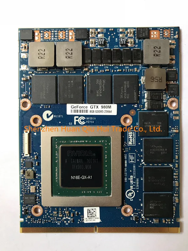 Оригинальная графическая карта GTX 980M GTX980M SLI X Bracket N16E GX A1 8GB GDDR5 MXM для Dell Alienware MSI