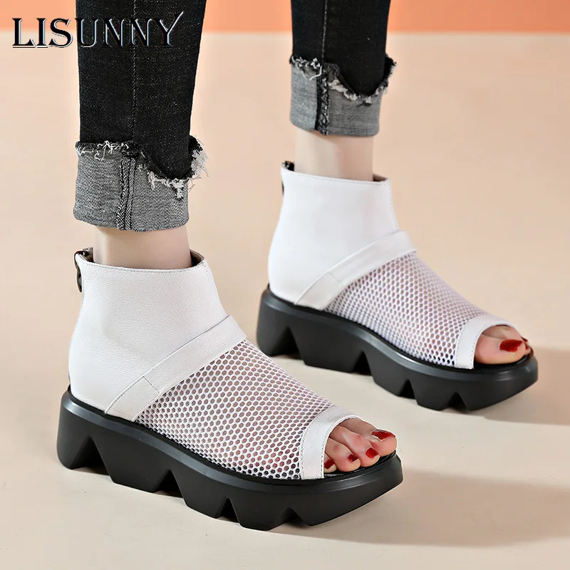 LISUNNY Sandals Women 2021 New Summer Breathable Shoes All-match High-heeled Genuine Leather Thick-soled Platform Wedge Shoes
LISUNNY Sandals Women 2021 New Summer Breathable Shoes All-match High-heeled Genuine Leather Thick-soled Platform Wedge Shoes
