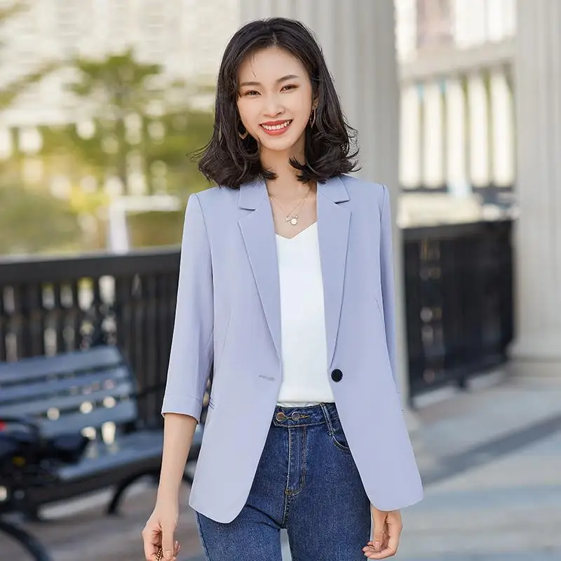 Blazer Women's Summer Thin 2021 Summer New Casual Three-Quarter Sleeve Small Suit Slim Top
Blazer Women's Summer Thin 2021 Summer New Casual Three-Quarter Sleeve Small Suit Slim Top