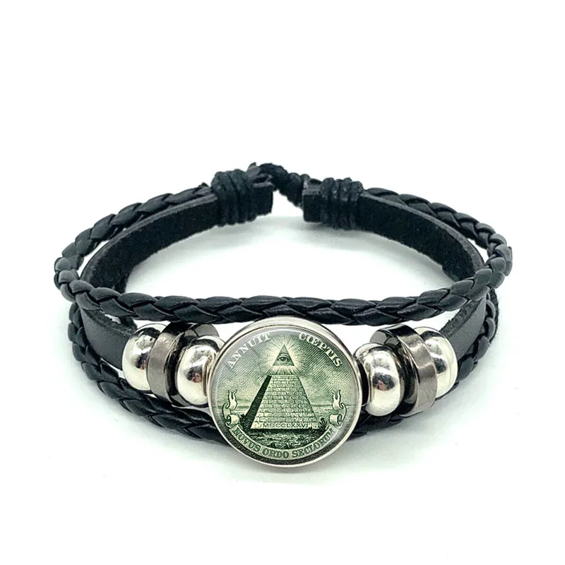 Eye-catching bracelet glowing dollar bills jewelry pyramid glass cabochon leather bracelet gift
Eye-catching bracelet glowing dollar bills jewelry pyramid glass cabochon leather bracelet gift