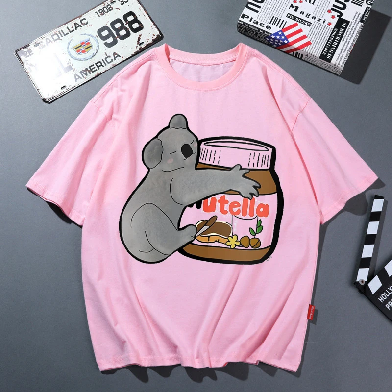 Футболки Koala Love Nutella с мультяшным принтом женская одежда 2022 забавная футболка