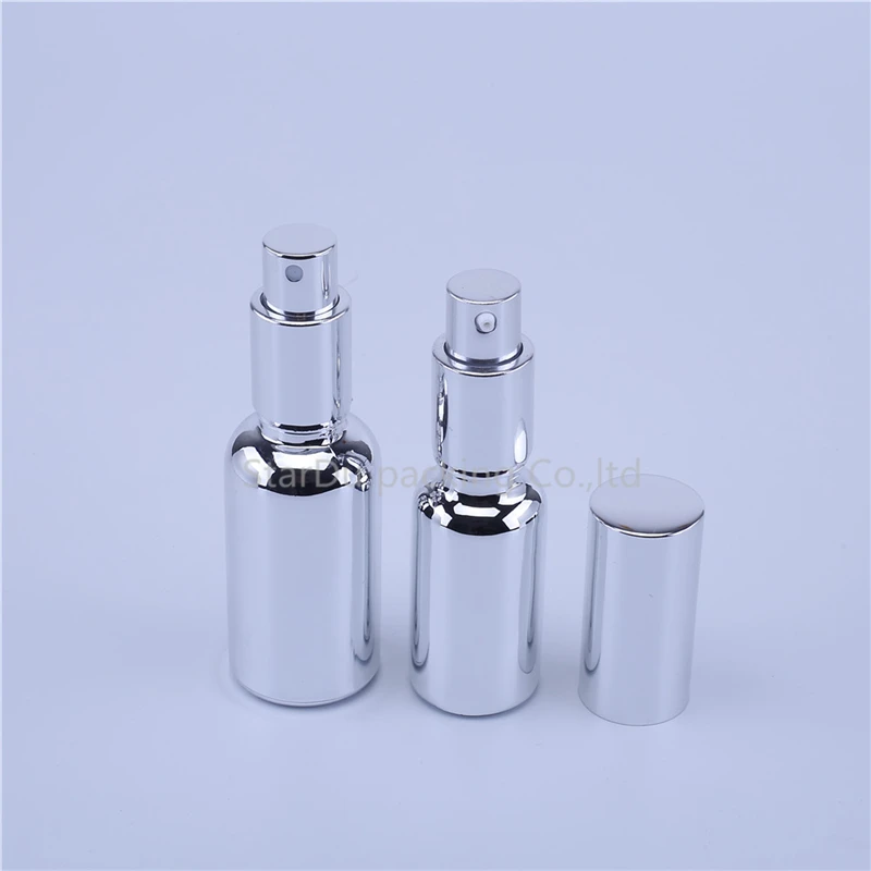 12pcs Empty UV Electroplate Silver Perfume Cream Spray Lotion Pump Refillable Essential Oil Dropper Glass Bottles | Красота и