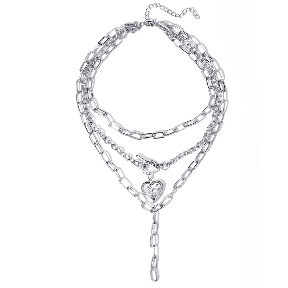 Fashion Silver Color Heart Chain Necklace for Women Vintage Gold Multi-layer Pearl Choker Necklaces Boho Jewelry
Fashion Silver Color Heart Chain Necklace for Women Vintage Gold Multi-layer Pearl Choker Necklaces Boho Jewelry