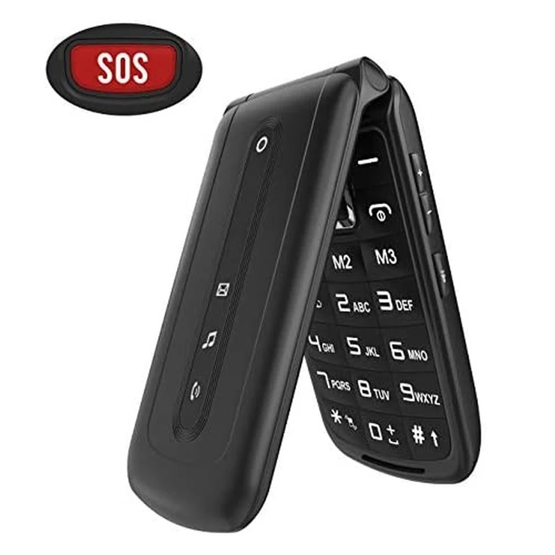 

Elderly Phone, Ukuu GSM Elderly Cell Phone with SOS Function Big Keys Loud Volume 2.4 "Screen - Black