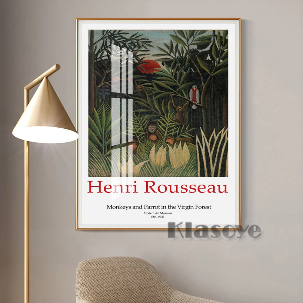 Monkeys Parrot Virgin Forest Art Prints Retro Canvas Painting Henri Rousseau Exhibition Museum Poster Home Decor Wall Stickers
Monkeys Parrot Virgin Forest Art Prints Retro Canvas Painting Henri Rousseau Exhibition Museum Poster Home Decor Wall Stickers