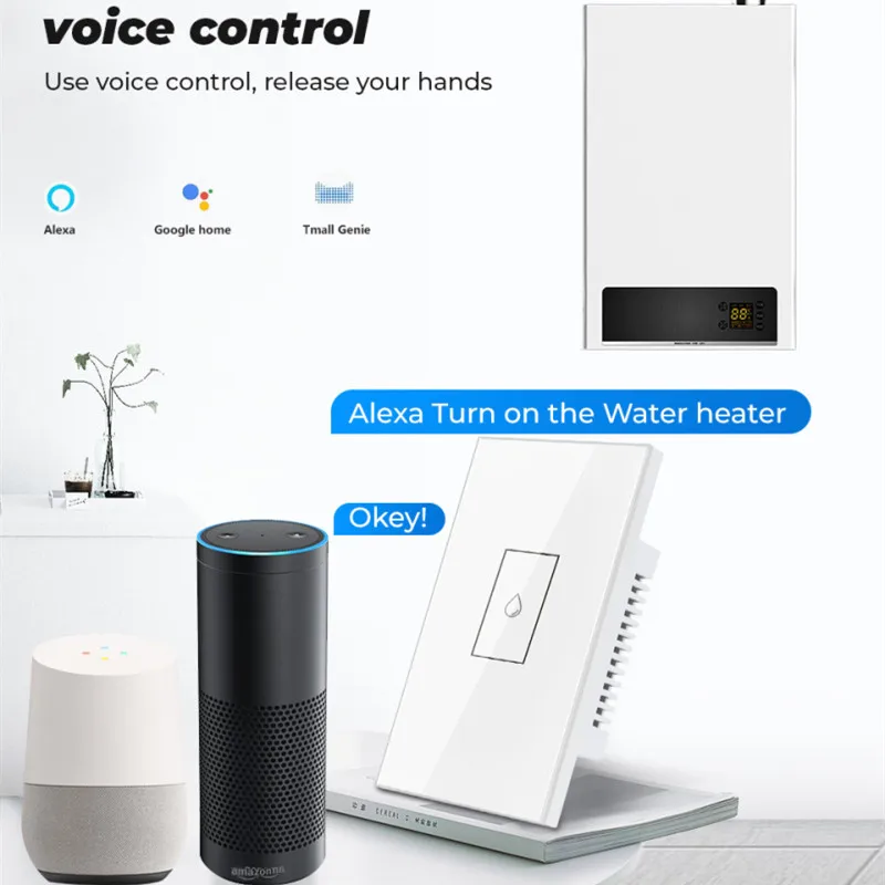 TUYA 20A Water Heater Switch Smart US Wifi Touch Wall Switch Timing Remote Control Voice Control Work With Google Home And Alexa
TUYA 20A Water Heater Switch Smart US Wifi Touch Wall Switch Timing Remote Control Voice Control Work With Google Home And Alexa