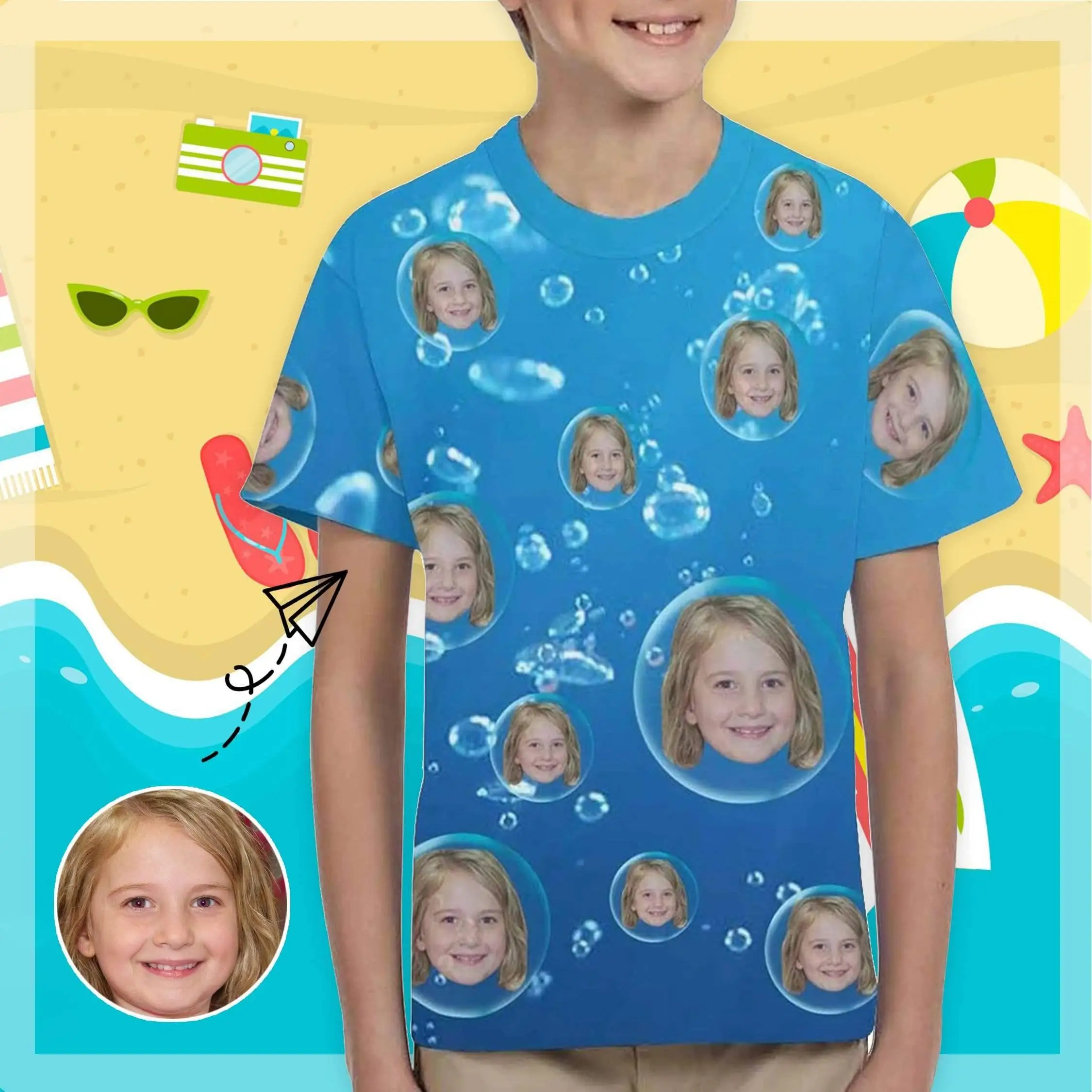 Custom Face Photo Blue Bubble Kid's All Over Print T-shirt Personalized Design Summer Casual Top Unique Gift For Children
Custom Face Photo Blue Bubble Kid's All Over Print T-shirt Personalized Design Summer Casual Top Unique Gift For Children