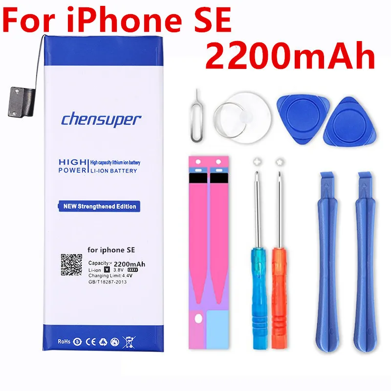 Новый оригинальный аккумулятор chensuper AAAAA 100% мАч для Apple iPhone SE 5SE, реальная емкость, нулевой цикл, набор инструментов для ремонта, новинка 2200
Новый оригинальный аккумулятор chensuper AAAAA 100% мАч для Apple iPhone SE 5SE, реальная емкость, нулевой цикл, набор инструментов для ремонта, новинка 2200