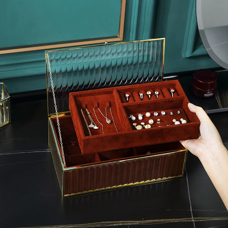 Luxury Glass Jewelry Storage Box Desktop Necklace Ring Earring Cosmetic Makeup Jewellery Case Organizer Casket Showcase
Luxury Glass Jewelry Storage Box Desktop Necklace Ring Earring Cosmetic Makeup Jewellery Case Organizer Casket Showcase