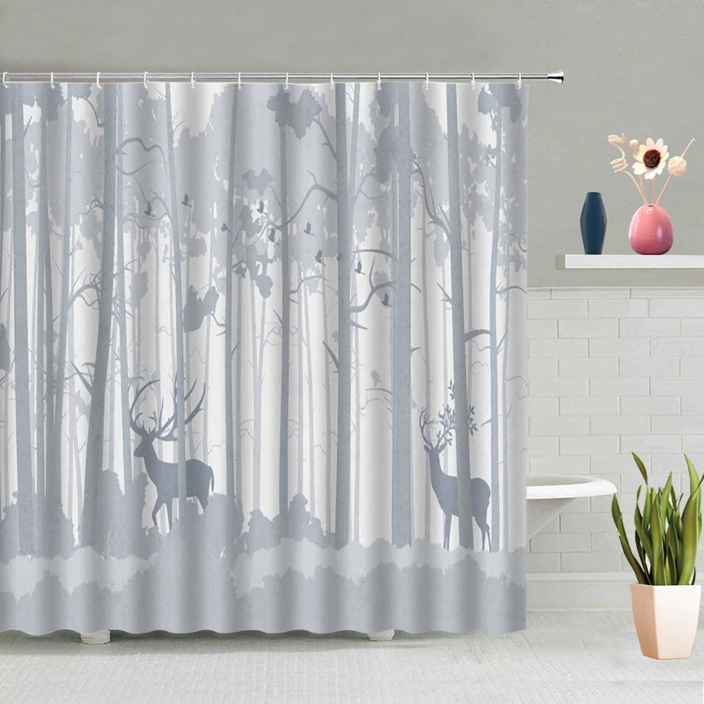 Bathroom Simple Decoration Solid Color Deer Animal Pattern Shower Curtain Waterproof And Mildew Proof Polyester With Hook
Bathroom Simple Decoration Solid Color Deer Animal Pattern Shower Curtain Waterproof And Mildew Proof Polyester With Hook