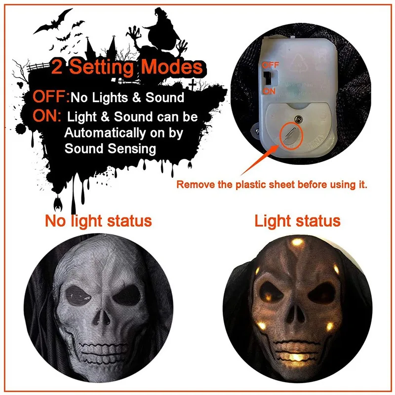 2021 Halloween Hanging Ghost Haunted House Horror Halloween Decorations Voice-activated Skull Props Theme Party Drop Ornament
2021 Halloween Hanging Ghost Haunted House Horror Halloween Decorations Voice-activated Skull Props Theme Party Drop Ornament