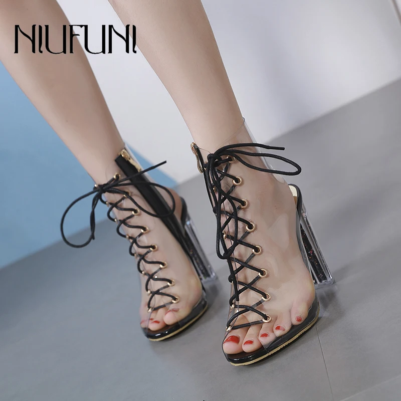 NIUFUNI Crystal Sandals High Heels Peep Toe Ladies Sandals Ankle Straps Transparent Women’s Boots Clear Lace Up Women Shoes 
NIUFUNI Crystal Sandals High Heels Peep Toe Ladies Sandals Ankle Straps Transparent Women’s Boots Clear Lace Up Women Shoes