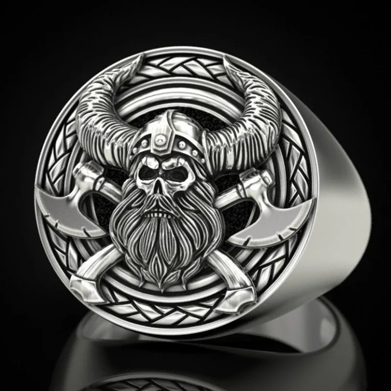 Vintage Viking Personality Men's Skull Bull Head Beard Carved Pattern Ring Party Geometric Axe Hip Hop Punk Gothic Ring Jewelry
Vintage Viking Personality Men's Skull Bull Head Beard Carved Pattern Ring Party Geometric Axe Hip Hop Punk Gothic Ring Jewelry