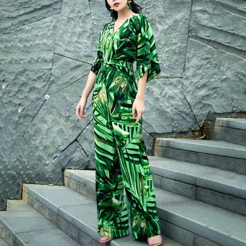 MSXU 2021 spring and summer new holiday style V-neck short-sleeved lace-up slim slimming jumpsuit straight trousers women
MSXU 2021 spring and summer new holiday style V-neck short-sleeved lace-up slim slimming jumpsuit straight trousers women