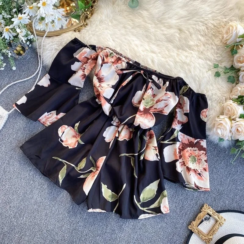 2021 Women Halter Floral Playsuits Holiday Beach Overalls Bohemian Off Shoulder Jumpsuits Wide Leg Chiffon Rompers Y457
2021 Women Halter Floral Playsuits Holiday Beach Overalls Bohemian Off Shoulder Jumpsuits Wide Leg Chiffon Rompers Y457
