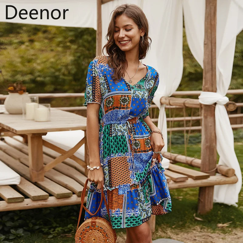 Deenor Women Dresses Summer 2021 Cottagecore Short Sleeve Mini Dress Vintage Floral Casual Beach Vacation Party Sundress Robe
Deenor Women Dresses Summer 2021 Cottagecore Short Sleeve Mini Dress Vintage Floral Casual Beach Vacation Party Sundress Robe