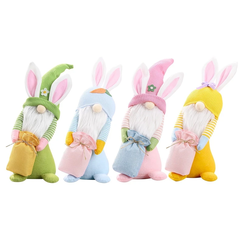

4Pcs Easter Gnomes Bunny Decoration Dwarf Faceless Doll Plush Rabbit Doll Kids Elf Doll Home Party Decorations Kids Toys
