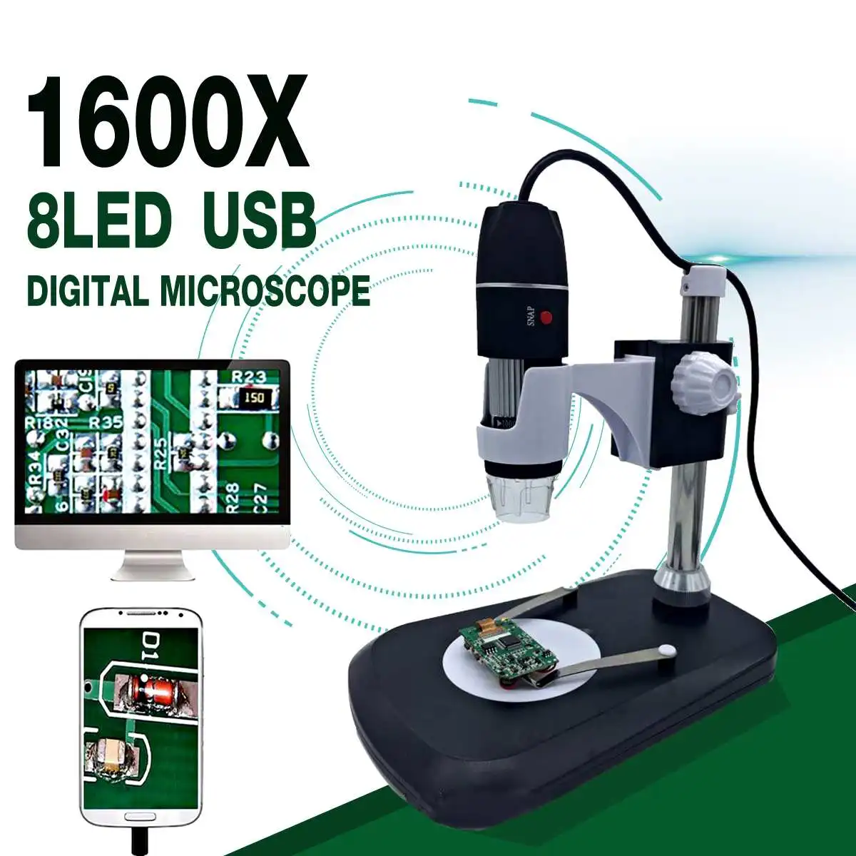 ZEAST 1600X 2MP HD 8 LED Digital Microscope Type-C/Micro USB Magnifier Electronic Stereo USB Endoscope For Phone PC
ZEAST 1600X 2MP HD 8 LED Digital Microscope Type-C/Micro USB Magnifier Electronic Stereo USB Endoscope For Phone PC