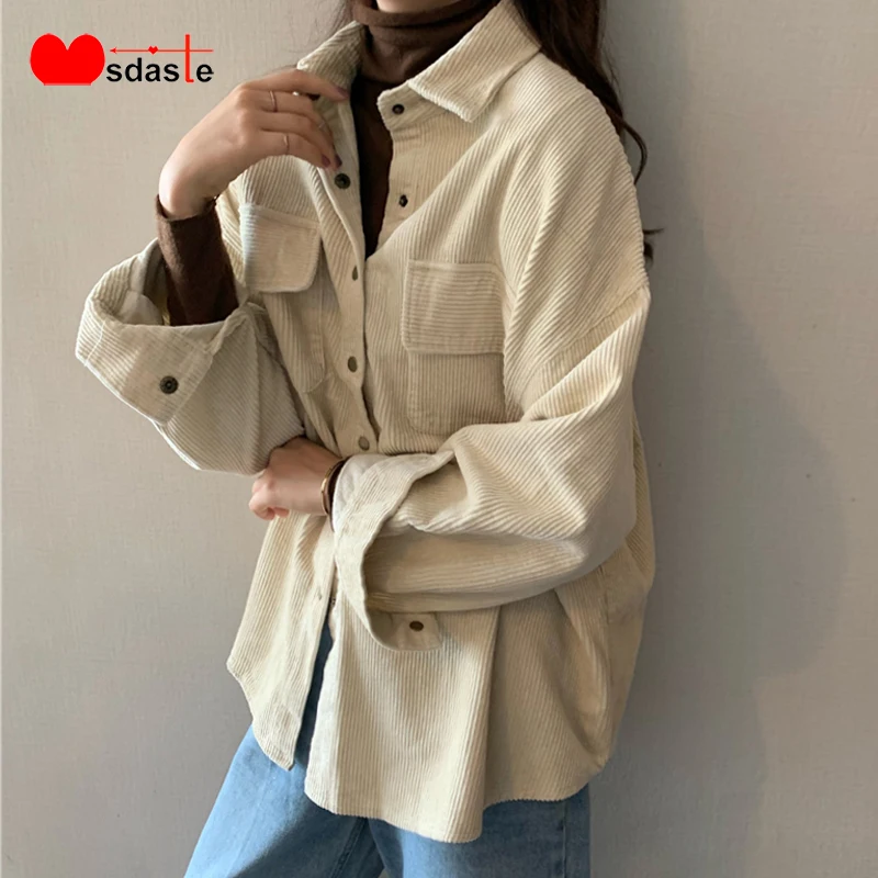 Рубашки женские вельветовые с отложным воротником и карманами, свободные, с длинным рукавом, размера плюс
Рубашки женские вельветовые с отложным воротником и карманами, свободные, с длинным рукавом, размера плюс