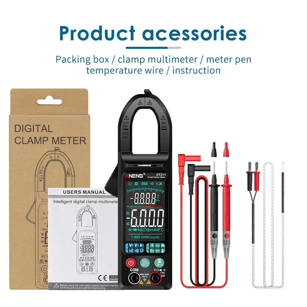 4Pcs ANENG ST211 Clamp Meter Voltage Current Tester Current Resistor RM Voltage Meter 6000 Counts Test Meters
4Pcs ANENG ST211 Clamp Meter Voltage Current Tester Current Resistor RM Voltage Meter 6000 Counts Test Meters