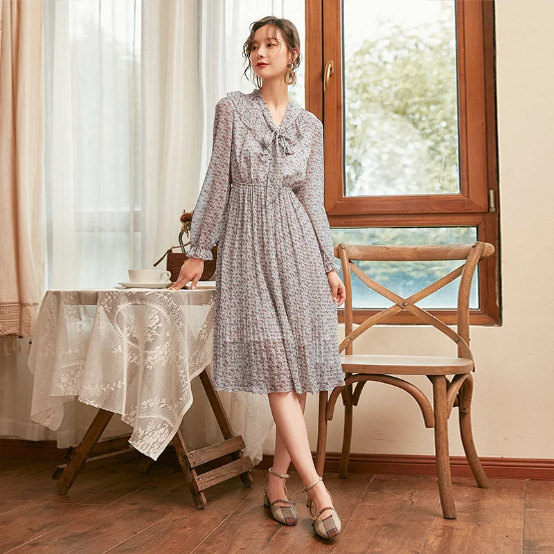 Женское платье с цветочным принтом SHZQ, Осеннее Плиссированное шифоновое платье с длинным рукавом и небольшой юбкой, 2021
Женское платье с цветочным принтом SHZQ, Осеннее Плиссированное шифоновое платье с длинным рукавом и небольшой юбкой, 2021