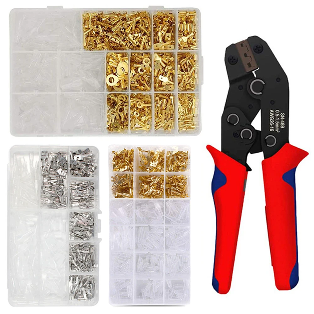 Insulated Female Male Spade Crimp Terminals 2.8/4.8/6.3mm Sleeve Wire Wrap Connector And Insulated Sleeves Kit and Pliers
Insulated Female Male Spade Crimp Terminals 2.8/4.8/6.3mm Sleeve Wire Wrap Connector And Insulated Sleeves Kit and Pliers