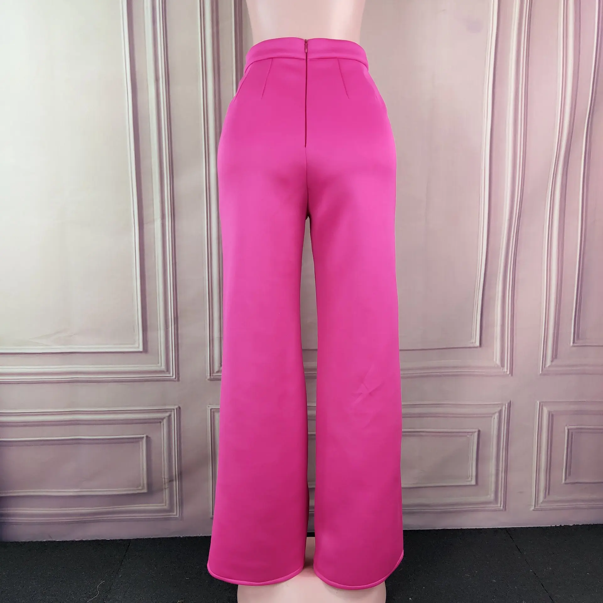 Elegant Women Trousers Female Wide Leg Pants Summer High Waist Loose Casual Pant Zipper Back Office Lady Long Pant 
Elegant Women Trousers Female Wide Leg Pants Summer High Waist Loose Casual Pant Zipper Back Office Lady Long Pant