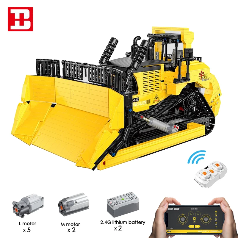 New Happy Build RC Bulldozer Building Blocks Model APP Programming City Engineering Dozers Toy Brick 1866pcs Gift Set for Boys
New Happy Build RC Bulldozer Building Blocks Model APP Programming City Engineering Dozers Toy Brick 1866pcs Gift Set for Boys