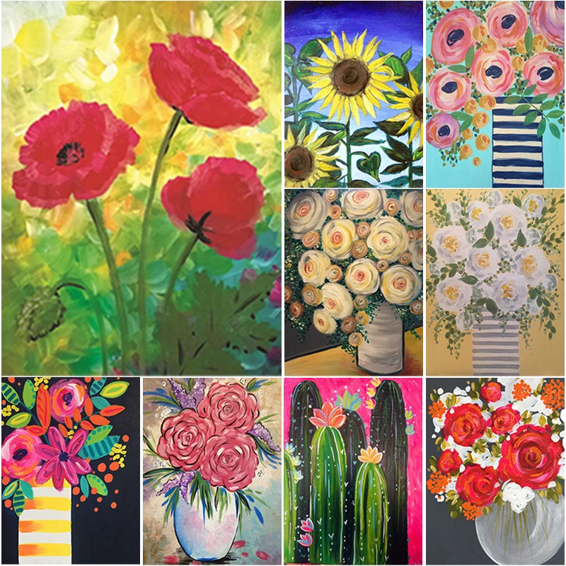 

New 5D DIY Diamond Painting Poppies Flower Diamond Embroidery Vase Cross Stitch Full Square Round Drill Mosaic Home Decor Gift